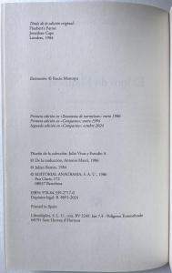 Copyright Page of the Spanish translation of Flaubert's Parrot by Julian Barnes