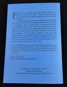 The Sense of an Ending | Blue U.S. Proof (Knopf, 2011): Back Cover