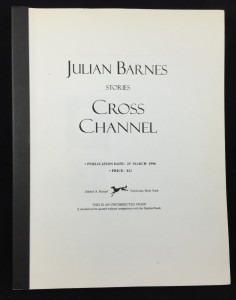 Cross Channel Uncorrected Proof Galley (Knopf, 1996): Cover