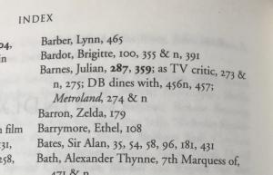 Index of Julian Barnes Entries