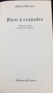 Rien à craindre | Nothing to Be Frightened of (Mercure de France, 2009; French): Title Page